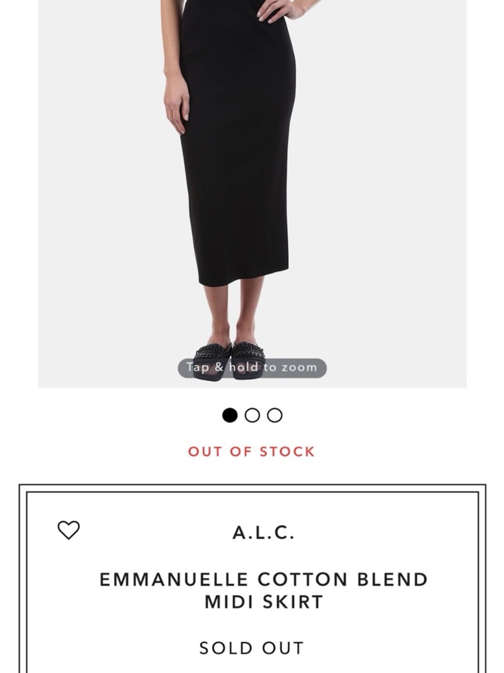 A.L.C. Black Cotton-Blend Midi Skirt